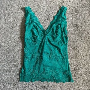 Bebe green lace corset top